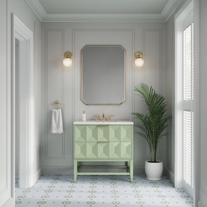 Emmeline 36" Single Vanity, Pistachio w/ 3 CM White Zeus Top