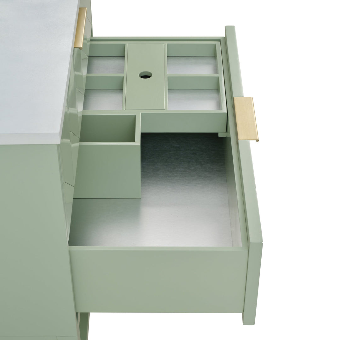 Emmeline 36" Single Vanity, Pistachio w/ Single Hole 3 CM White Zeus Top & Backsplash