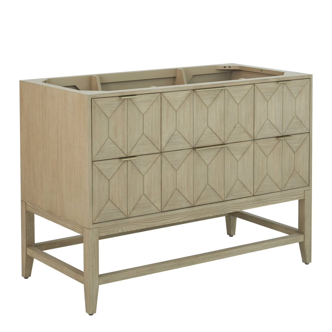 Emmeline 48" Single Vanity, Pebble Oak w/ 3 CM Carrara White Marble Top