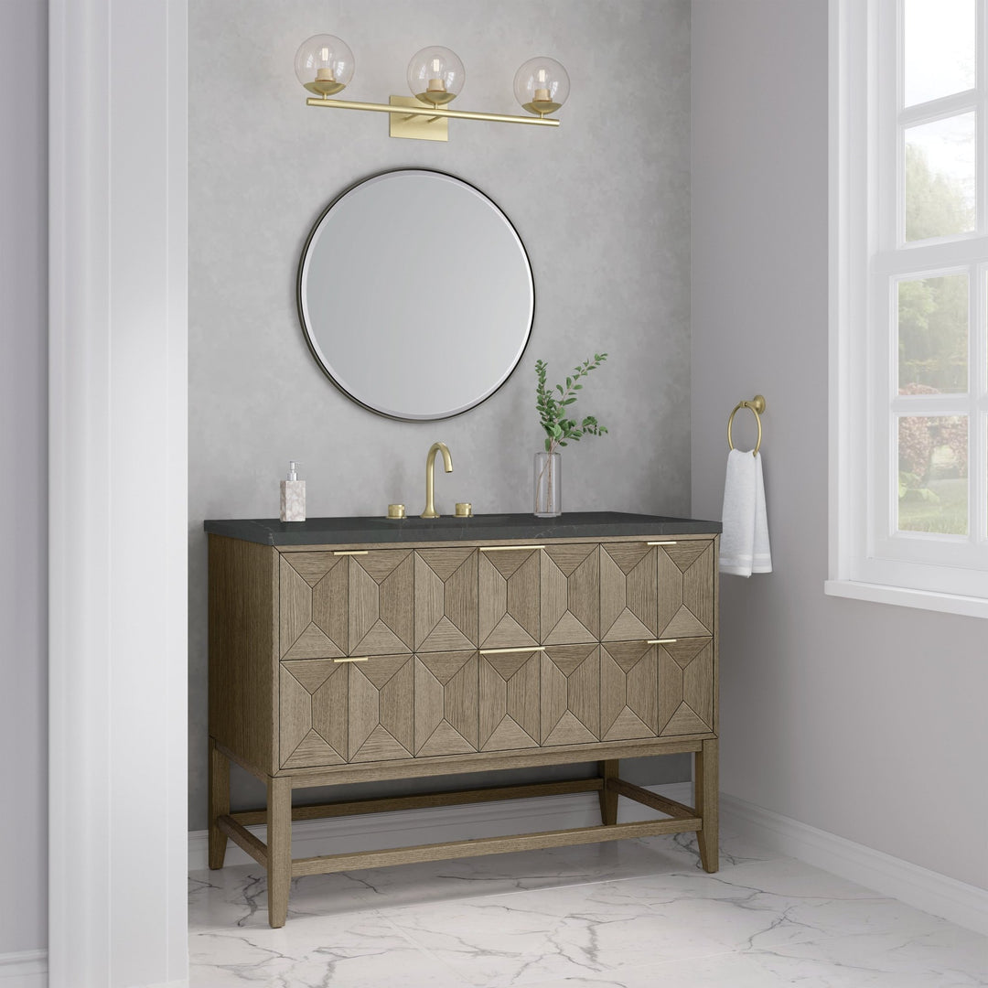 Emmeline 48" Single Vanity, Pebble Oak w/ 3 CM Charcoal Soapstone Silestone Top