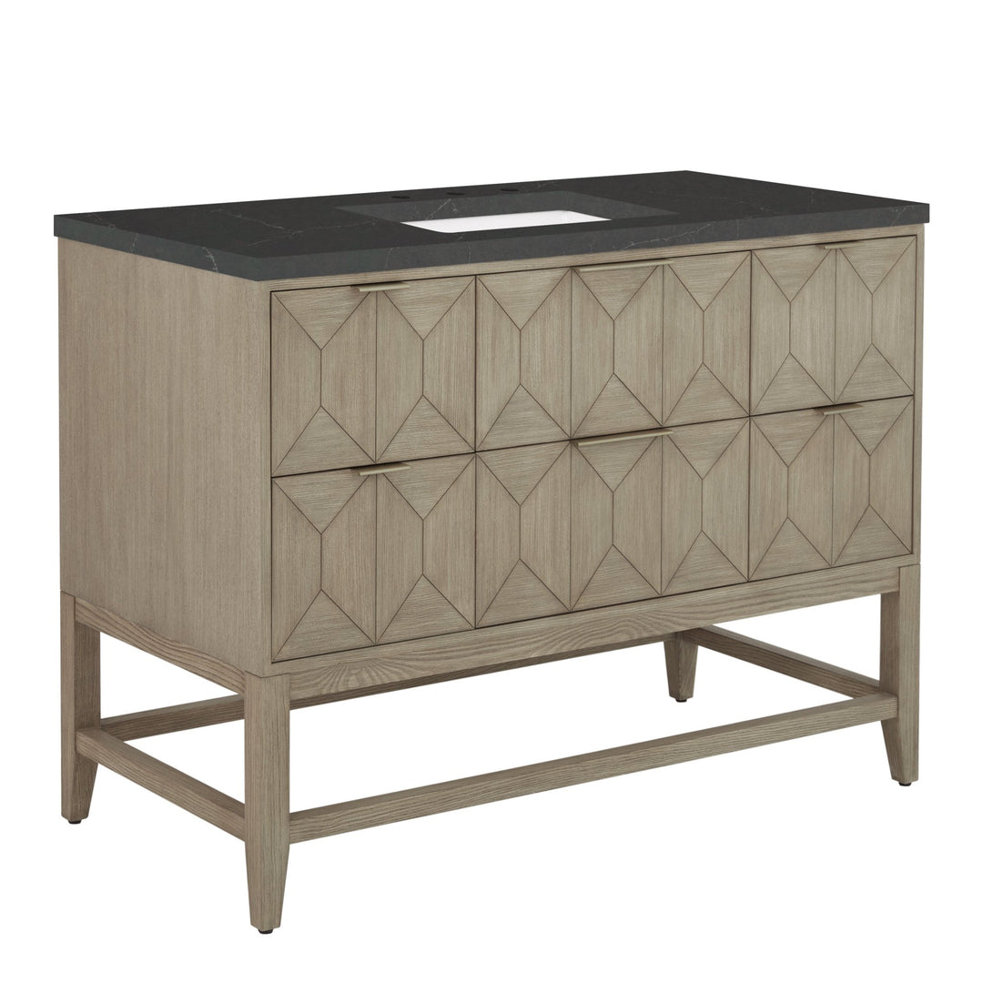 Emmeline 48" Single Vanity, Pebble Oak w/ 3 CM Charcoal Soapstone Silestone Top