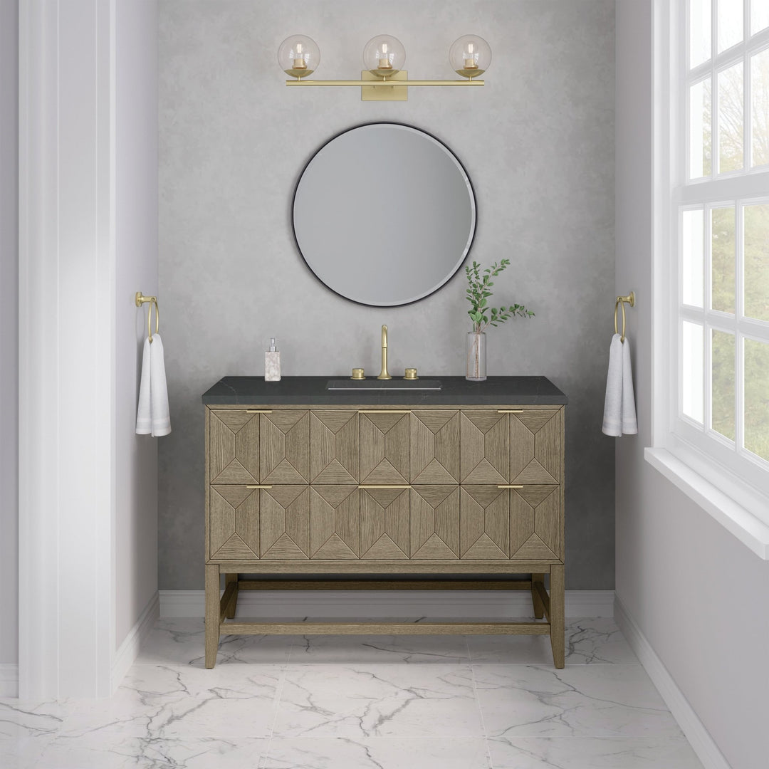 Emmeline 48" Single Vanity, Pebble Oak w/ 3 CM Charcoal Soapstone Silestone Top