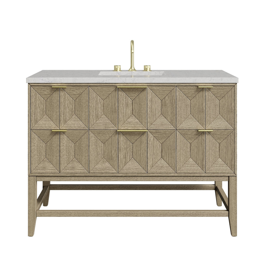 Emmeline 48" Single Vanity, Pebble Oak w/ 3 CM Eternal Jasmine Pearl Silestone Top