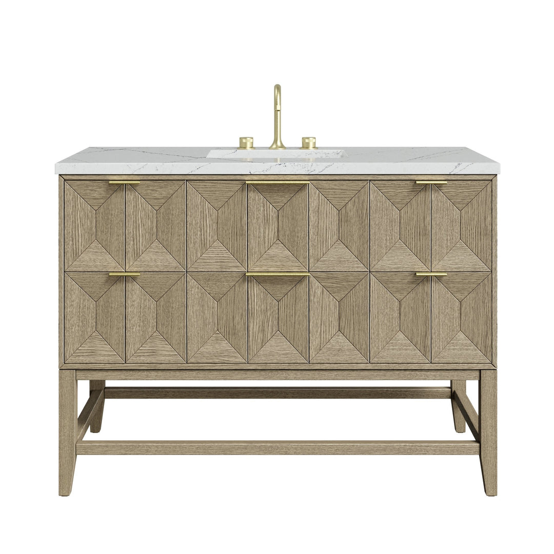 Emmeline 48" Single Vanity, Pebble Oak w/ 3 CM Ethereal Noctis Silestone Top