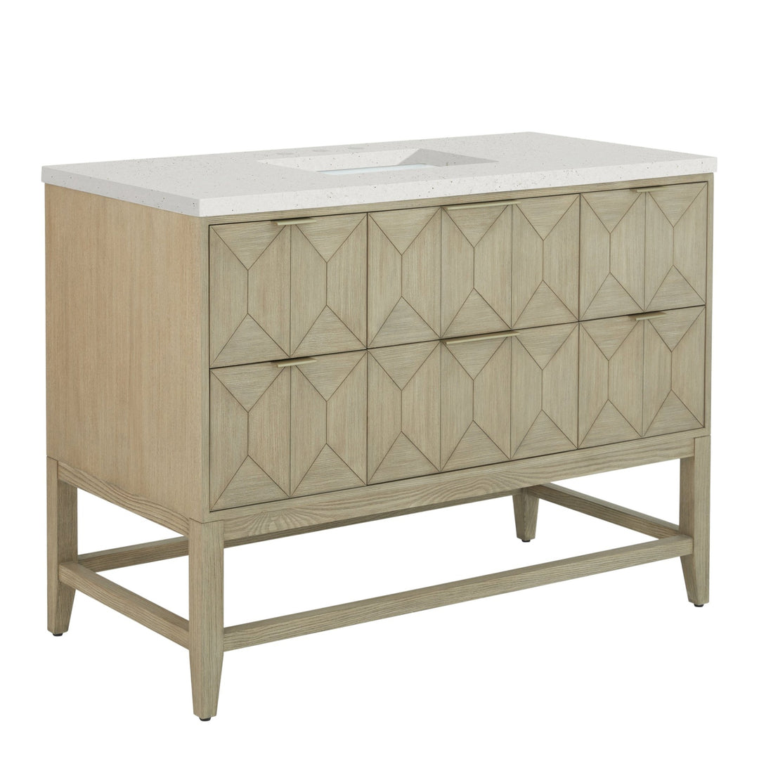 Emmeline 48" Single Vanity, Pebble Oak w/ 3 CM Lime Delight Silestone Top