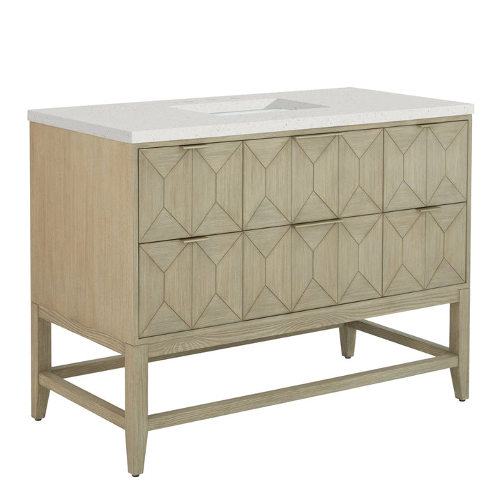 Emmeline 48" Single Vanity, Pebble Oak w/ 3 CM Lime Delight Silestone Top