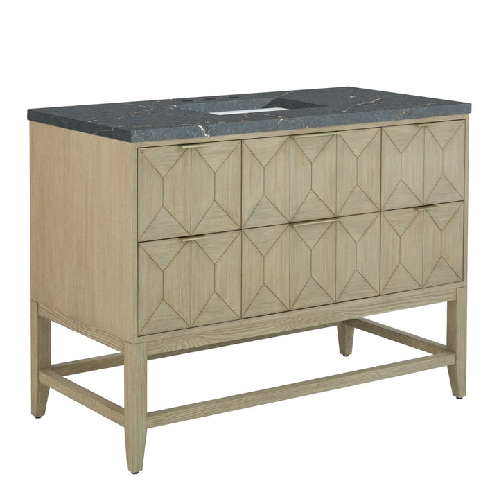 Emmeline 48" Single Vanity, Pebble Oak w/ 3 CM Parisien Bleu Silestone Top
