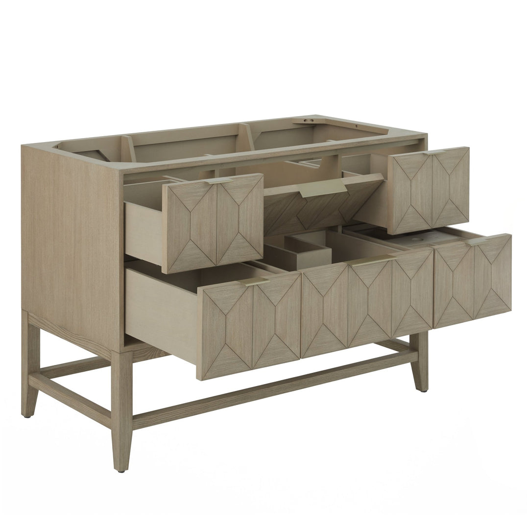 Emmeline 48" Single Vanity, Pebble Oak w/ 3 CM Victorian Silver Silestone Top w/ FreePower Wireless Charger