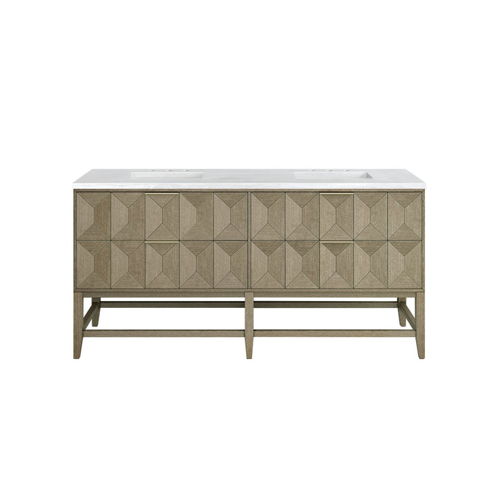 Emmeline 72" Double Vanity, Pebble Oak w/ 3 CM Arctic Fall Top
