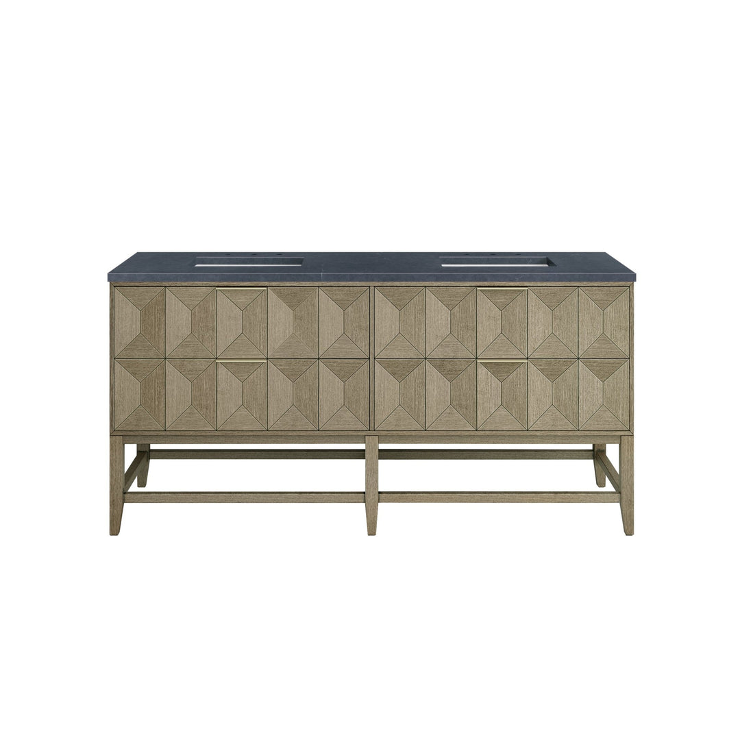 Emmeline 72" Double Vanity, Pebble Oak w/ 3 CM Charcoal Soapstone Top