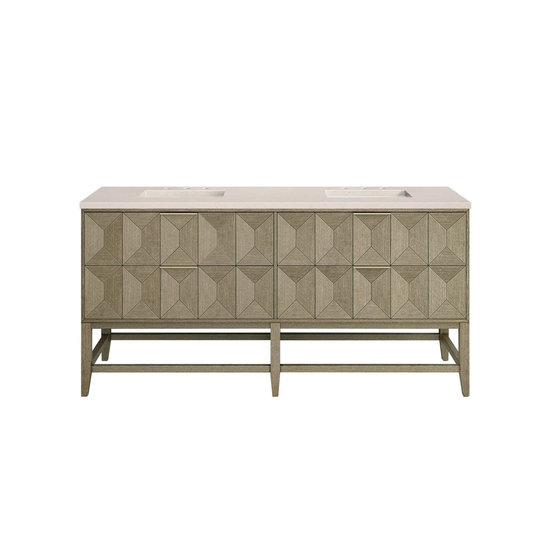 Emmeline 72" Double Vanity, Pebble Oak w/ 3 CM Eternal Marfil Top