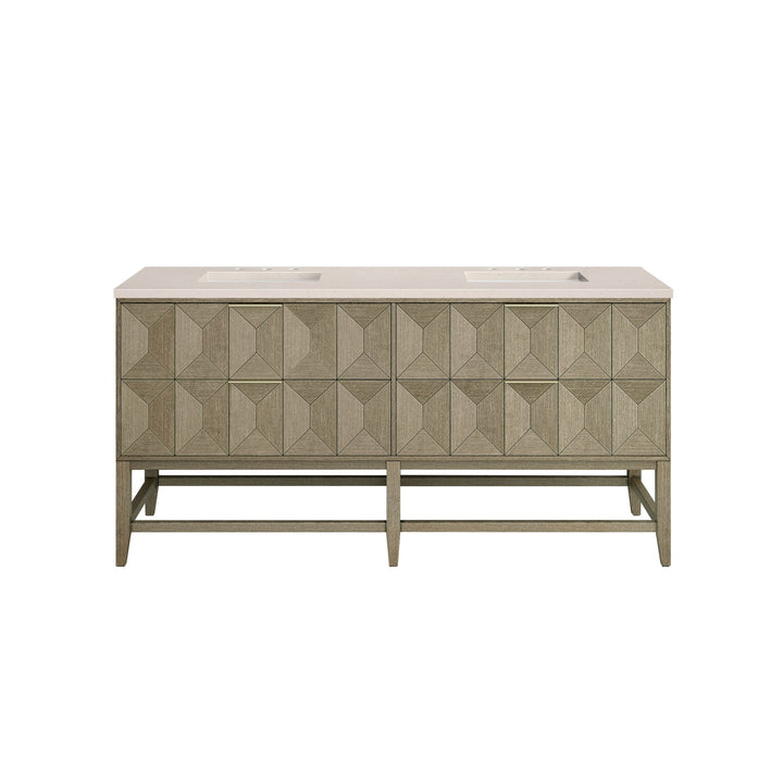 Emmeline 72" Double Vanity, Pebble Oak w/ 3 CM Eternal Marfil Top