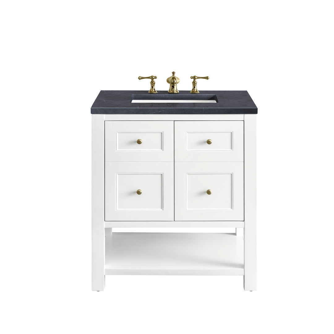 Breckenridge 30" Single Vanity, Bright White w/ 3 CM Charcoal Soapstone Top