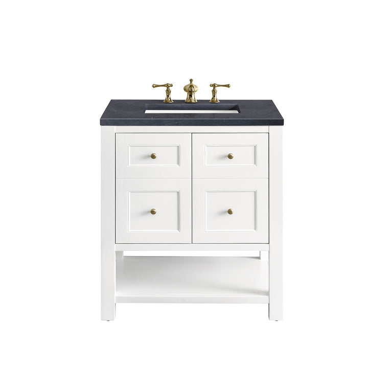Breckenridge 30" Single Vanity, Bright White w/ 3 CM Charcoal Soapstone Top