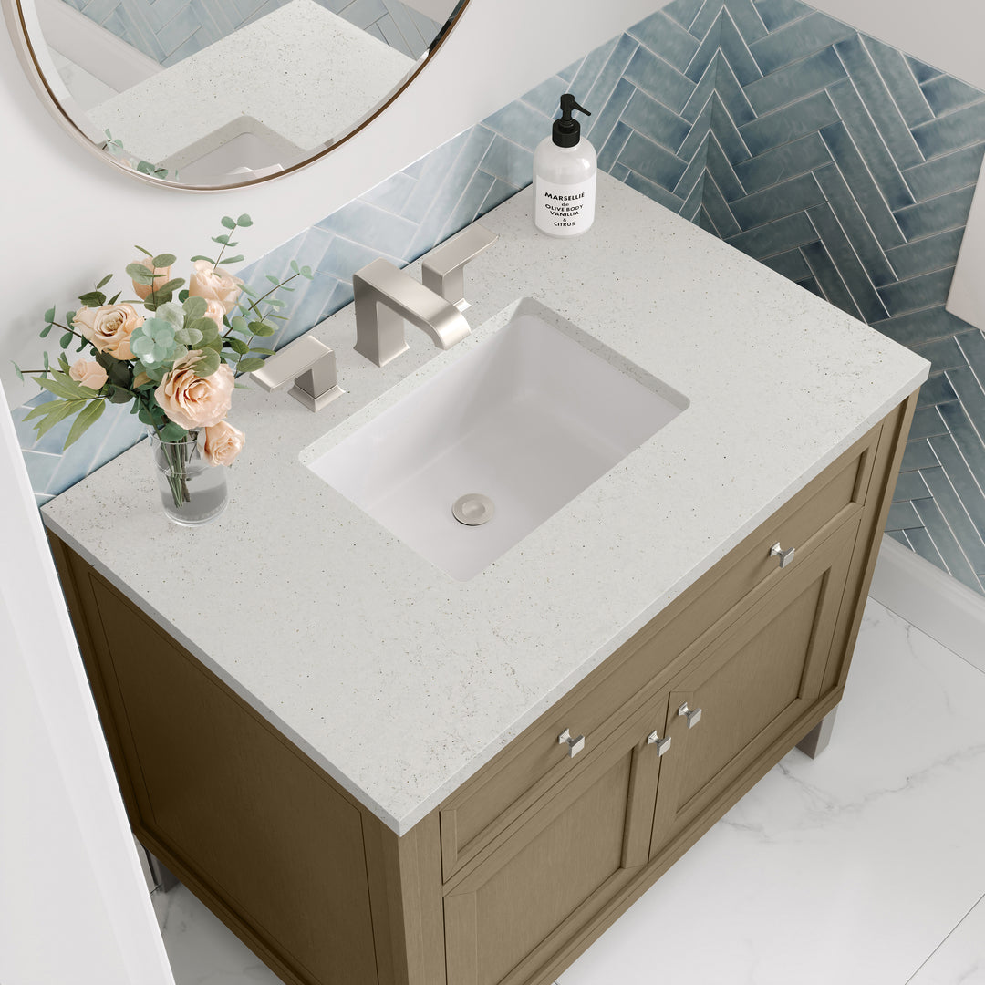 Chicago 36" Single Vanity, Walnut Whisper, w/ 3 CM Lime Delight Silestone® Top