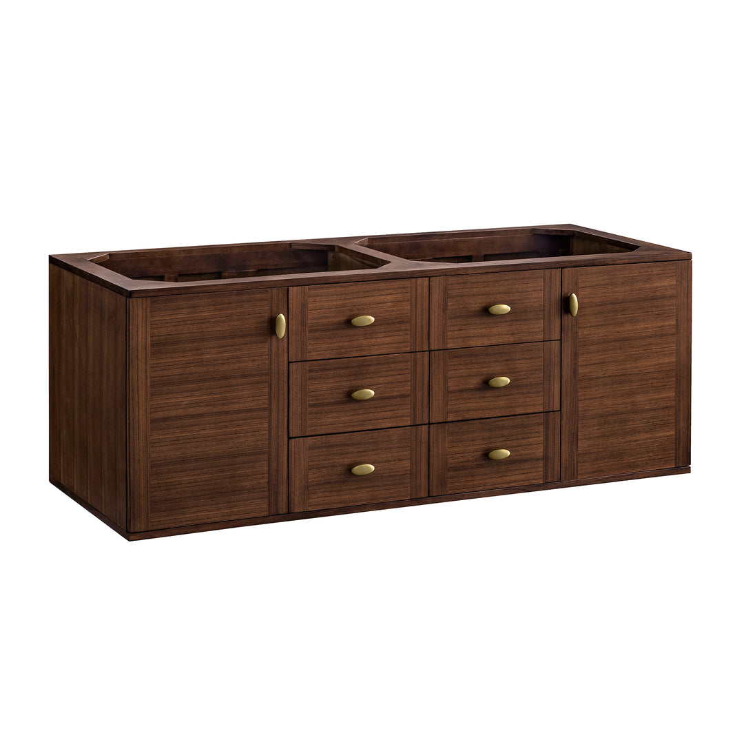 Amberly 60" Double Vanity Cabinet, Mid-Century Walnut