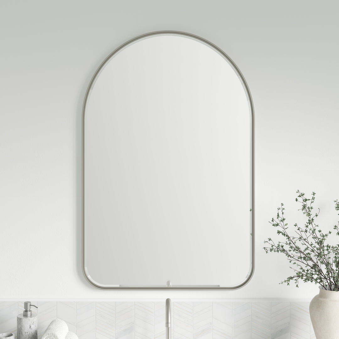 Rohe 24" Arched Mirror, Satin Nickel