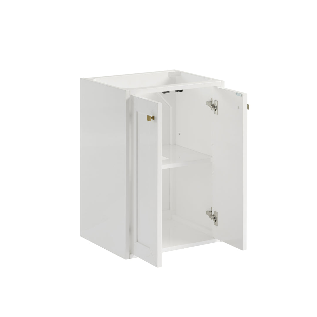 Chianti 20" Single Cabinet, Glossy White, Champagne Brass
