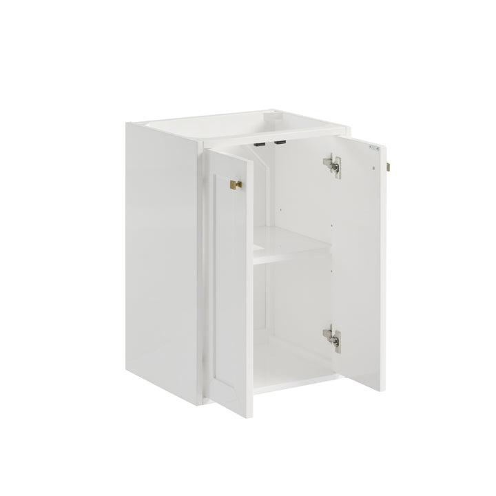 Chianti 20" Single Vanity, Glossy White, Champagne Brass, w/ White Glossy Composite Stone Top