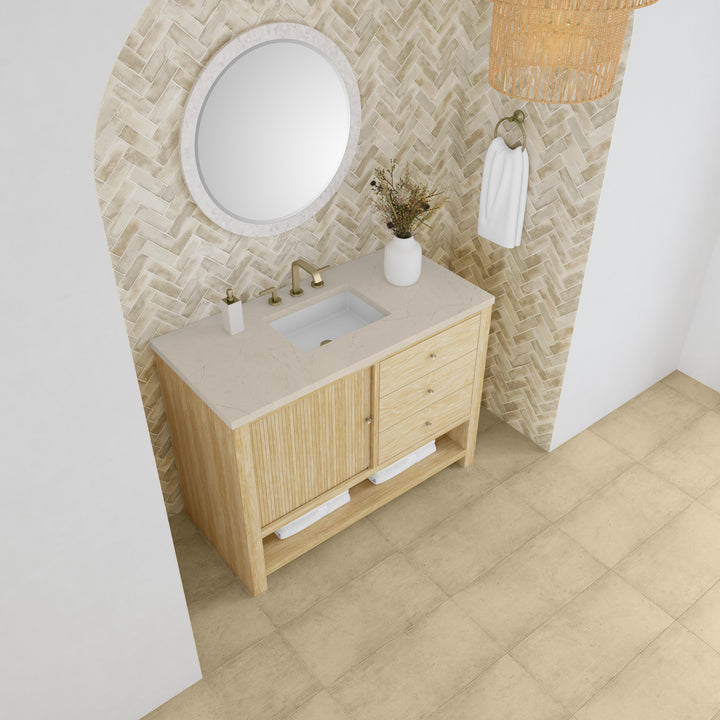 Marigot 48" Single Vanity, Sunwashed Oak w/ 3 CM Eternal Marfil Silestone Top