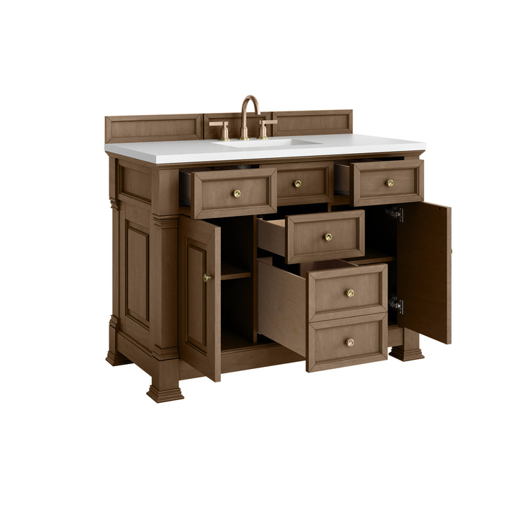 Brookfield 48" Single Vanity, Pecan, w/ 3 CM White Zeus Silestone®  Top