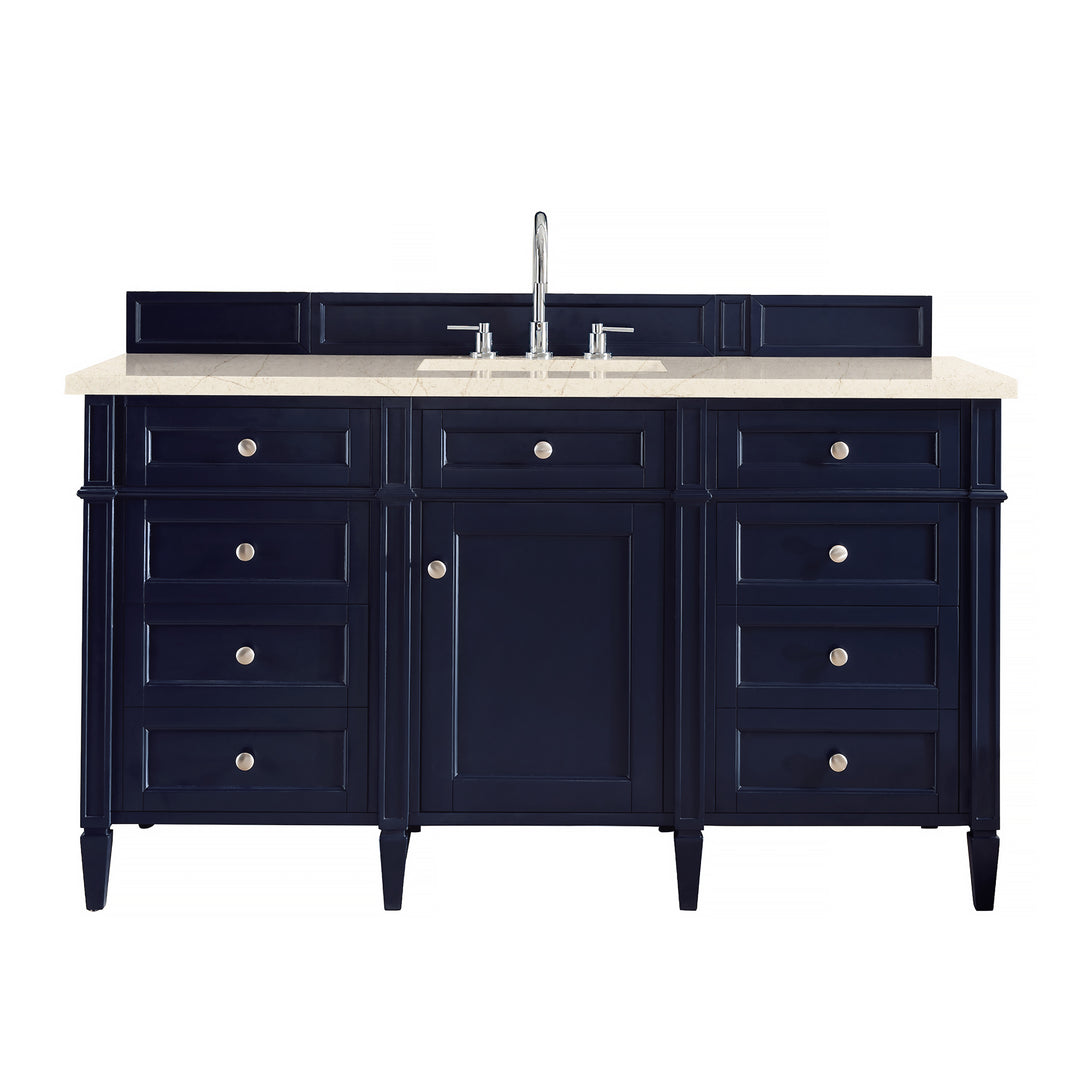 Brittany 60" Single Vanity, Victory Blue w/ 3 CM Eternal Marfil Silestone Top