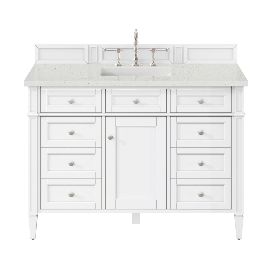 Brittany 48" Single Vanity, Bright White w/ 3 CM Lime Delight Silestone Top