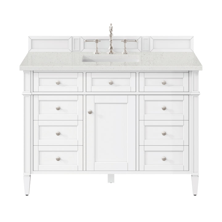Brittany 48" Single Vanity, Bright White w/ 3 CM Lime Delight Silestone Top