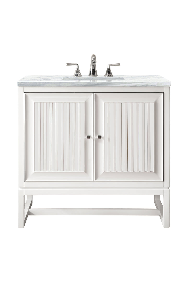 Athens 30" Single Vanity, Glossy White w/ 3 CM Arctic Fall Solid Surface Top