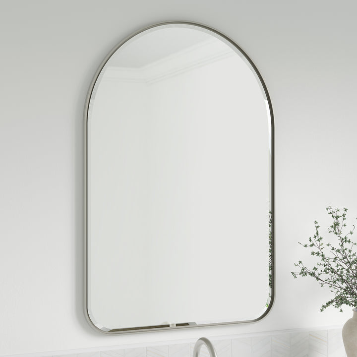 Rohe 24" Arched Mirror, Satin Nickel