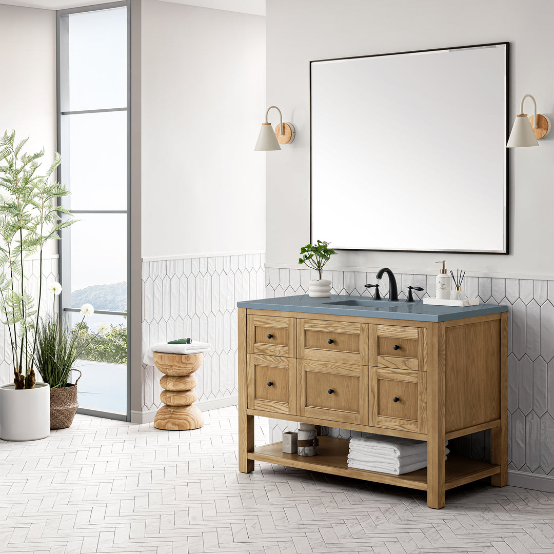 Breckenridge 48" Single Vanity, Light Natural Oak w/ 3 CM Cala Blue Top