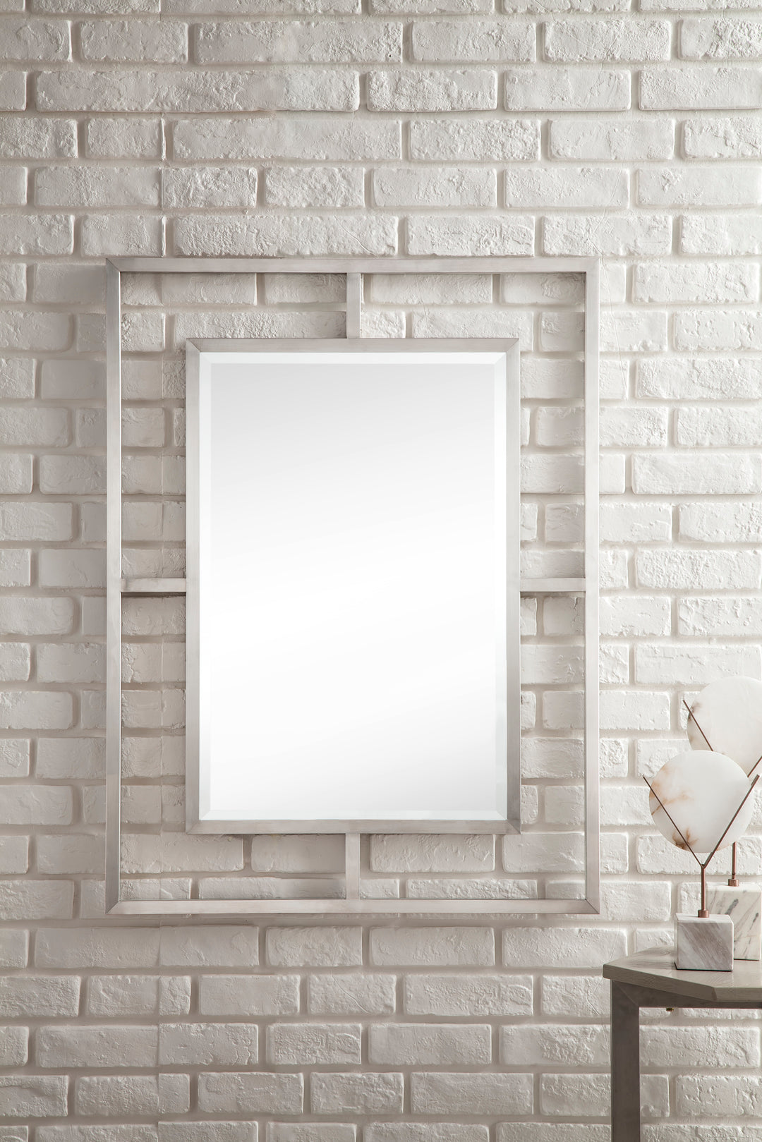 Boston 30" Rectangular Mirror, Brushed Nickel