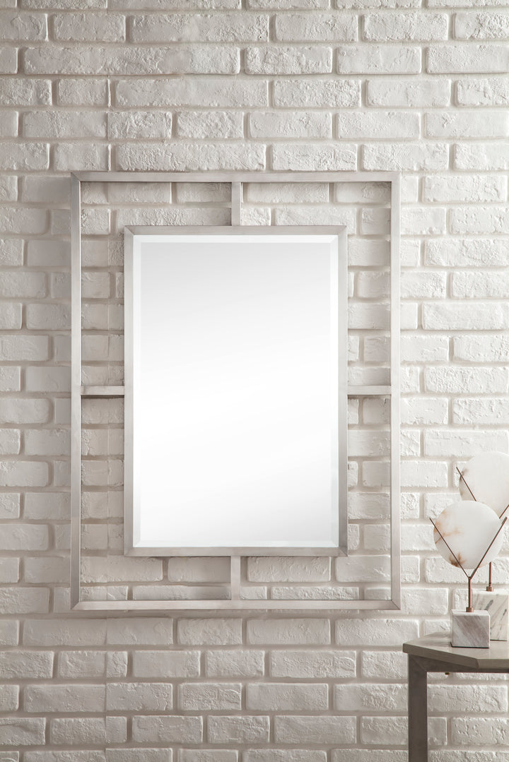 Boston 30" Rectangular Mirror, Brushed Nickel