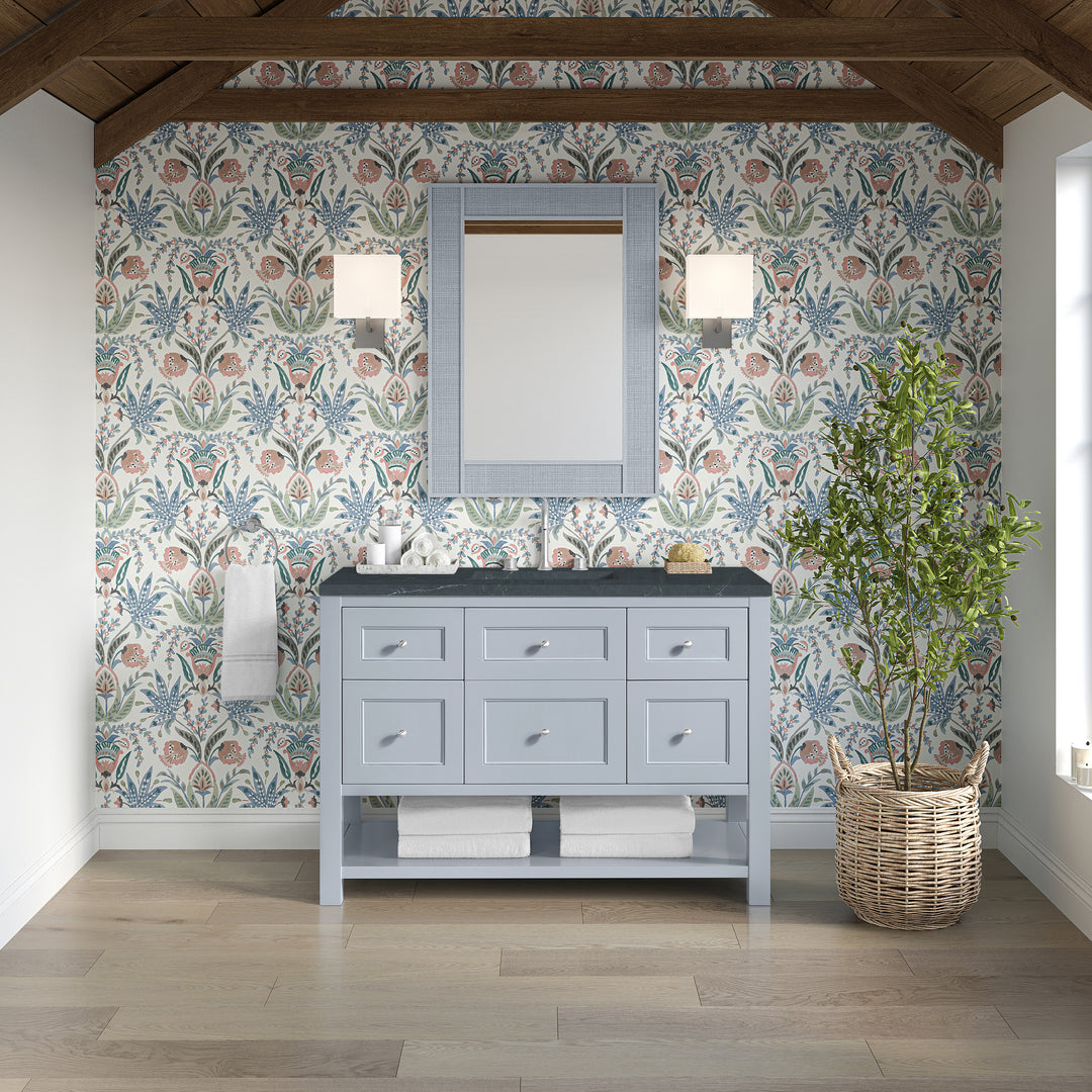 Breckenridge 48" Single Vanity, Serenity Blue, w/ 3 CM Charcoal Soapstone Quartz Top