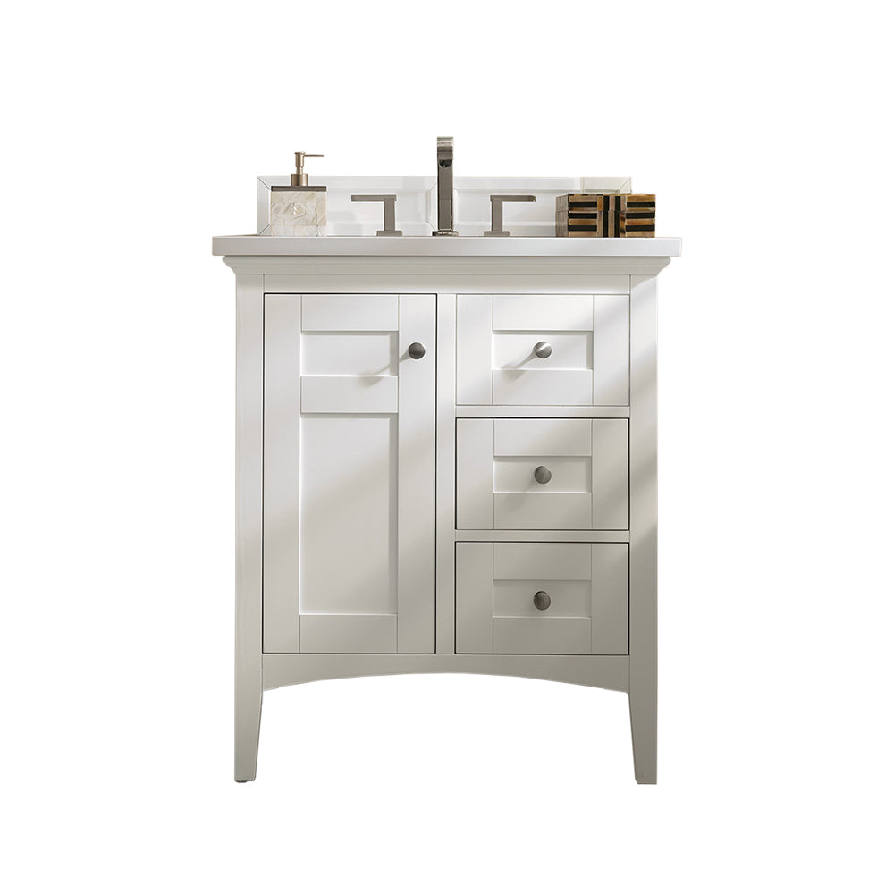 Palisades 30" Single Vanity, Bright White w/ 3 CM White Zeus Silestone Top