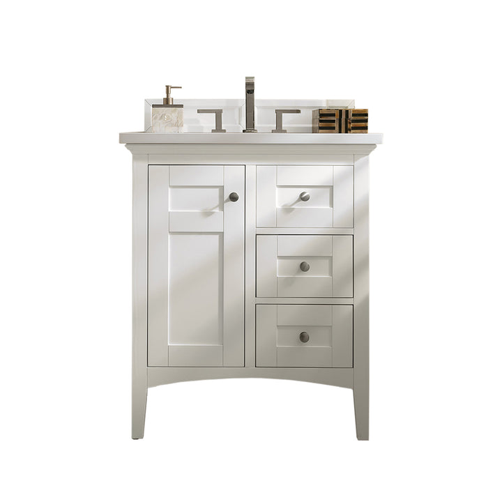 Palisades 30" Single Vanity, Bright White w/ 3 CM White Zeus Silestone Top