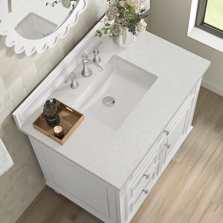 Lorelai 36" Single Vanity, Bright White w/ 3 CM Lime Delight Silestone Top