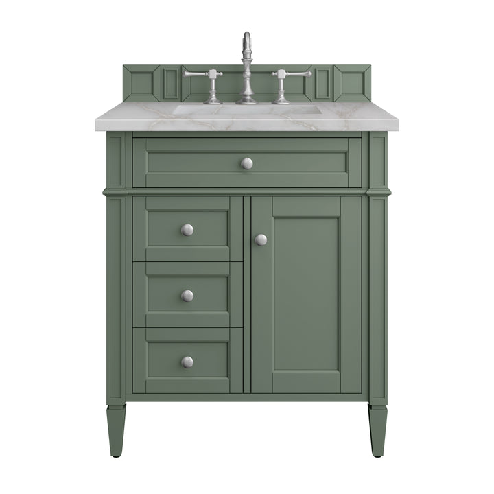 Brittany 30" Single Vanity, Smokey Celadon w/ 3 CM Victorian Silver Top