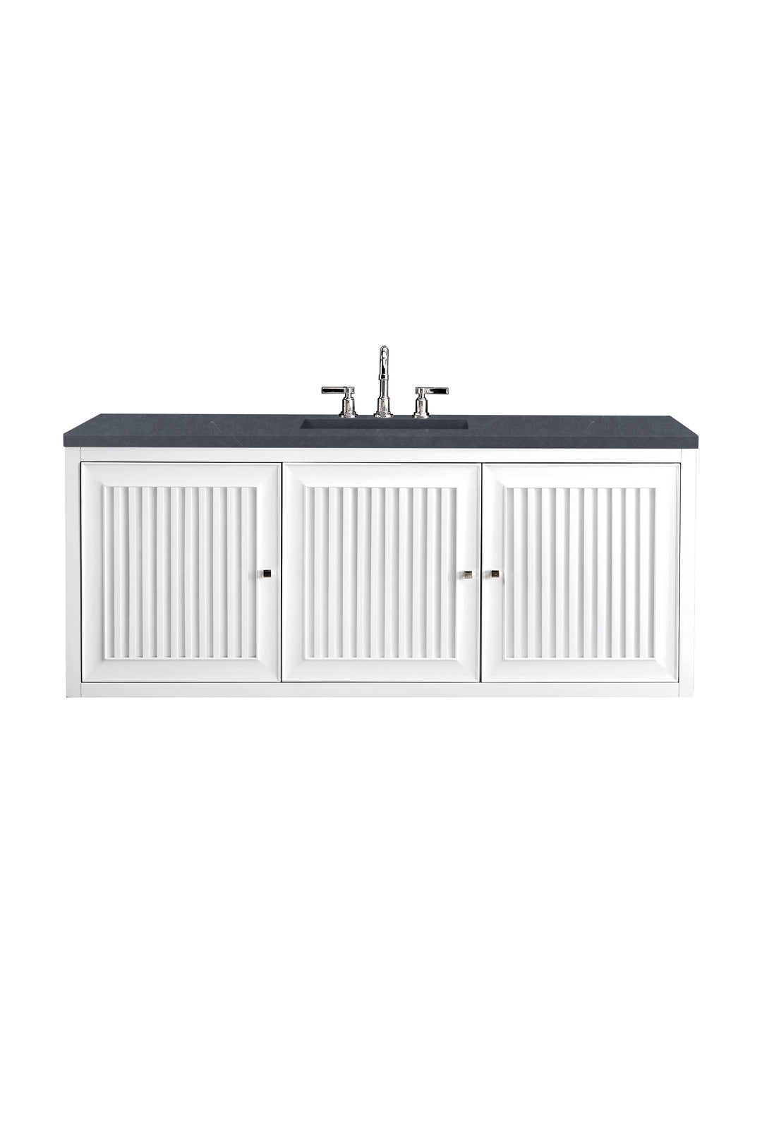 Athens 60" Single Vanity, Glossy White w/ 3 CM Charcoal Soapstone Silestone Top