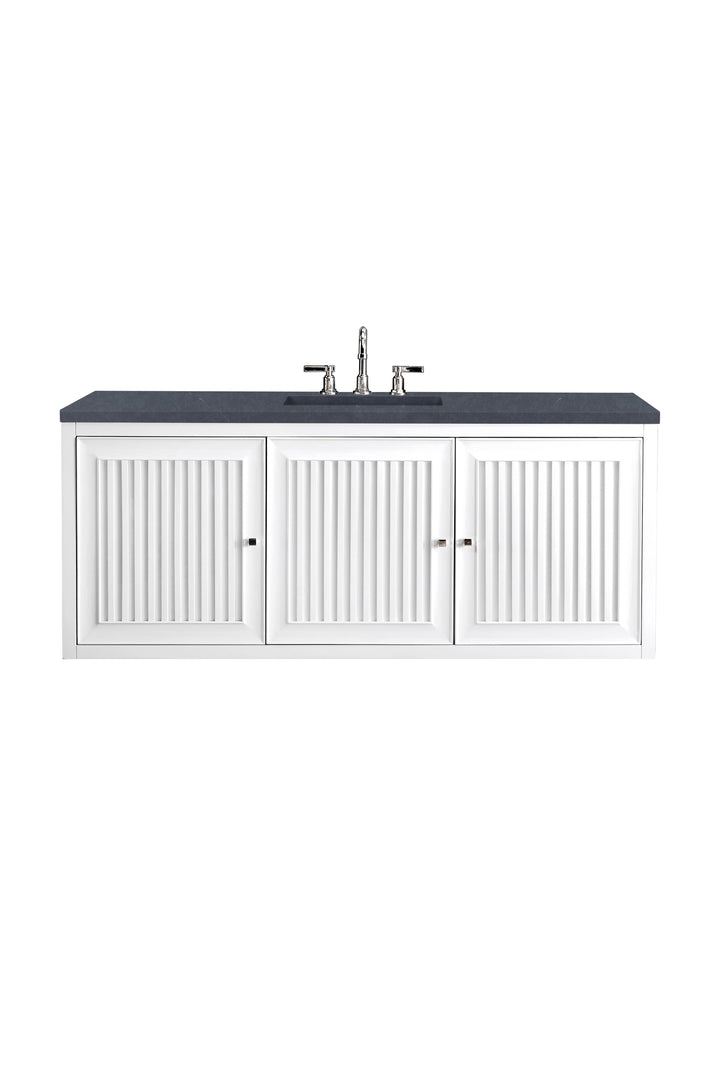 Athens 60" Single Vanity, Glossy White w/ 3 CM Charcoal Soapstone Silestone Top