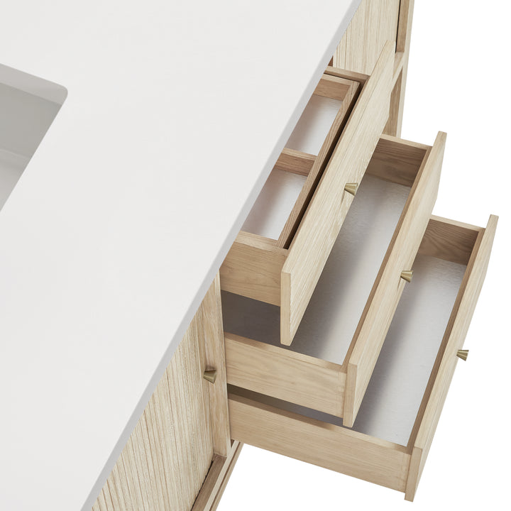 Marigot 72" Double Vanity, Sunwashed Oak w/ 3 CM Eternal Marfil Silestone Top