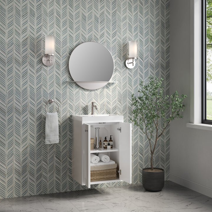 Chianti 20" Single Vanity, Glossy White, Brushed Nickel, w/ White Glossy Composite Stone Top