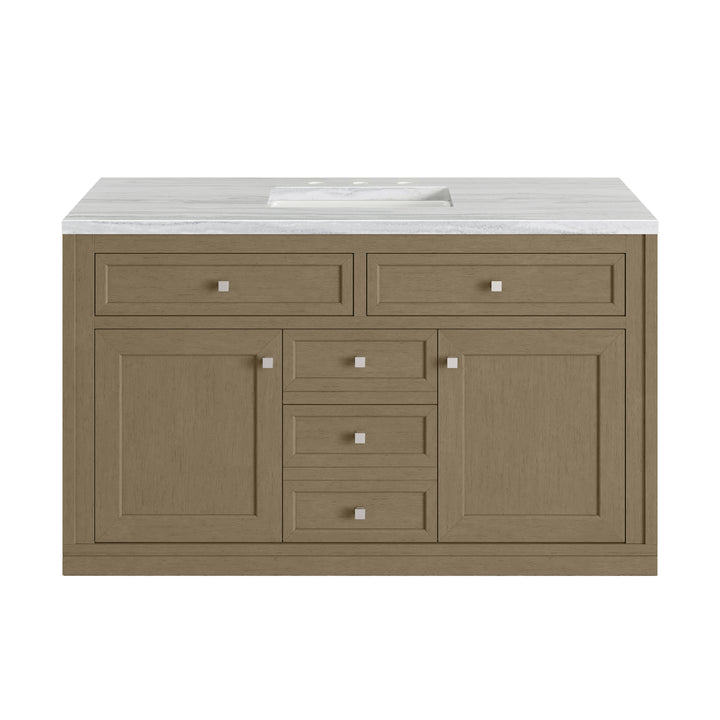 Chicago 48" Single Vanity, Walnut Whisper, w/ 3 CM Arctic Fall Solid Surface Top