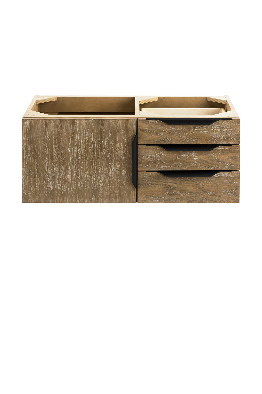 Columbia 36" Single Wall Mount Vanity Cabinet, Latte Oak, Matte Black