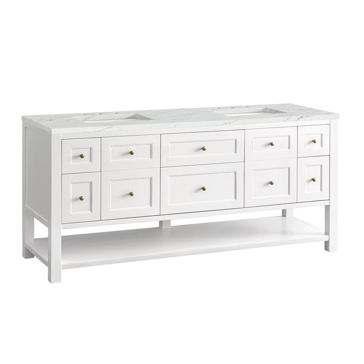 Breckenridge 72" Double Vanity, Bright White w/ 3 CM Ethereal Noctis Top