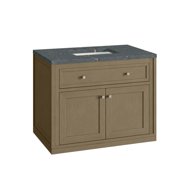 Chicago 36" Single Vanity, Walnut Whisper, w/ 3 CM Parisien Bleu Silestone® Top