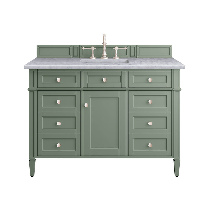 Brittany 48" Single Vanity, Smokey Celadon w/ 3 CM Carrara Marble Top