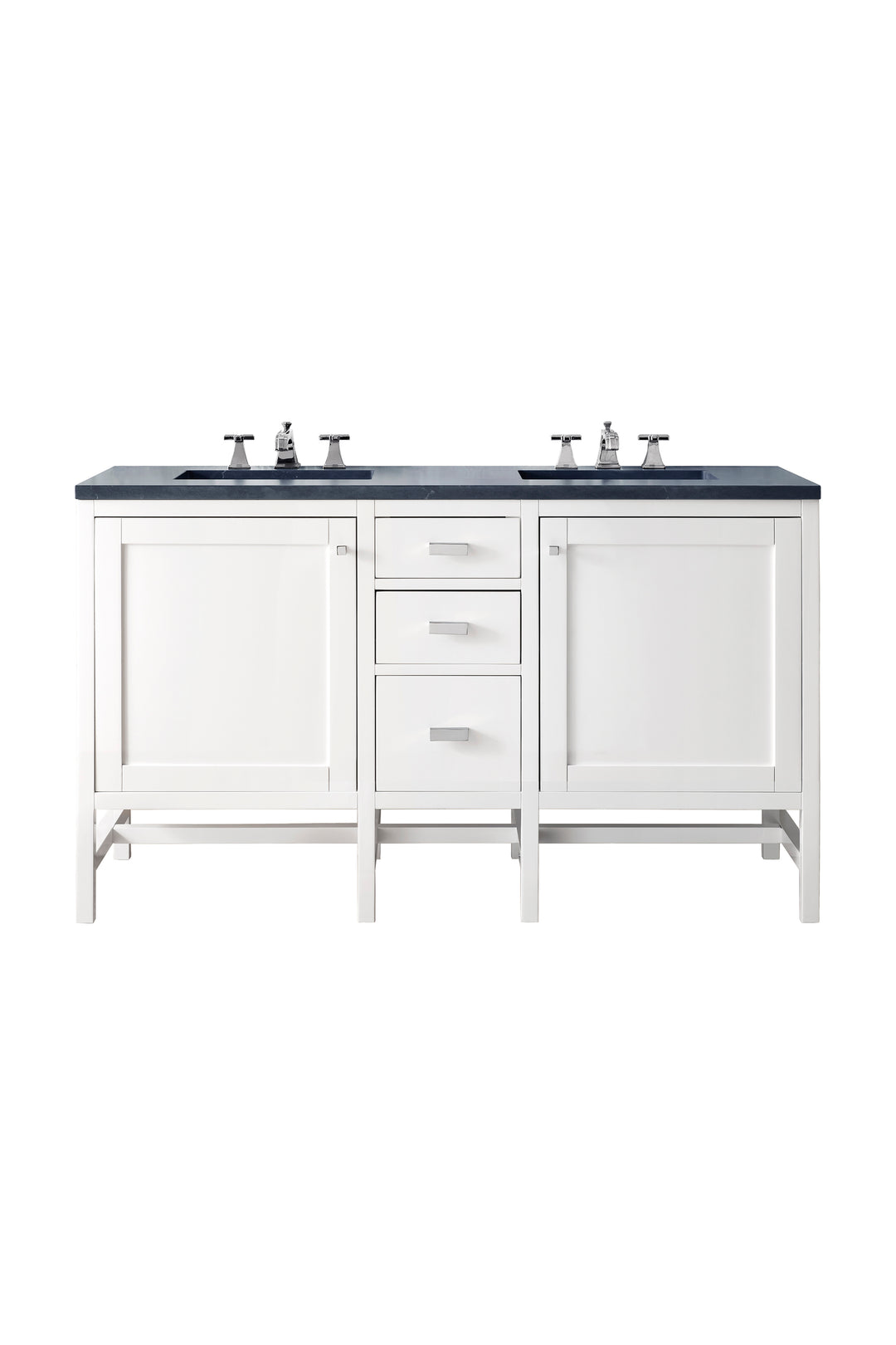 Addison 60" Double Vanity, Glossy White w/ 3 CM Charcoal Soapstone Silestone Top