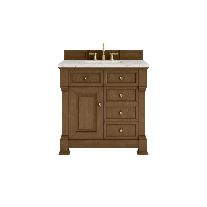 Brookfield 36" Single Vanity, Honey Oak w/ 3 CM Victorian Silver Silestone® Top