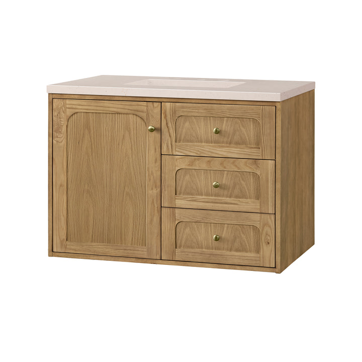 Laurent 36" Single Vanity, Light Natural Oak w/ 3 CM Eternal Marfil Top